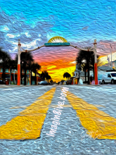 Flagler Avenue at Sunset Oil Painting Print