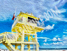 New Smyrna Beach Lifeguard Station Oil Painting Print