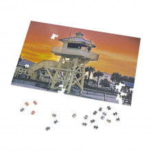 New Smyrna Beach Lifeguard Station Watercolor (Sunset) Jigsaw Puzzle (500,1000-Piece)